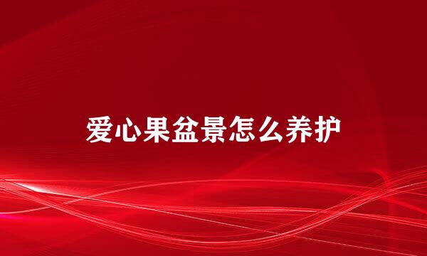 爱心果盆景怎么养护