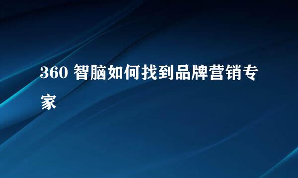 360 智脑如何找到品牌营销专家