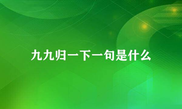 九九归一下一句是什么