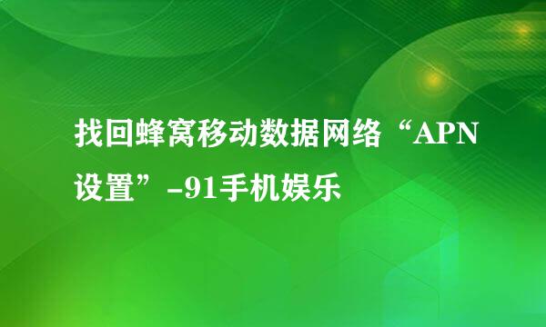找回蜂窝移动数据网络“APN设置”-91手机娱乐