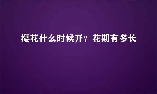 樱花什么时候开?花期有多长