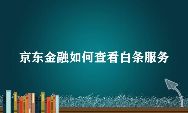 京东金融如何查看白条服务