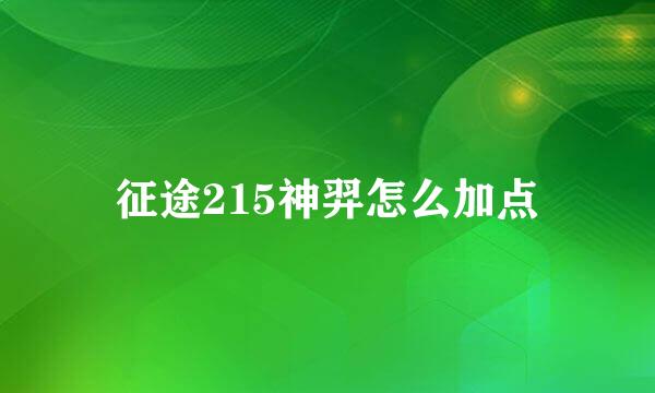 征途215神羿怎么加点