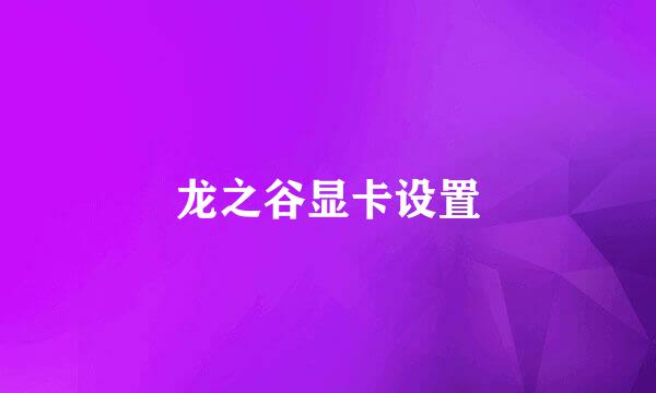 龙之谷显卡设置