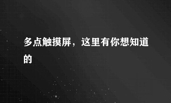 多点触摸屏,这里有你想知道的