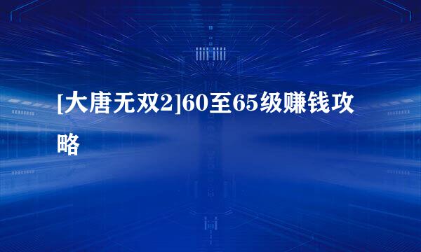 [大唐无双2]60至65级赚钱攻略