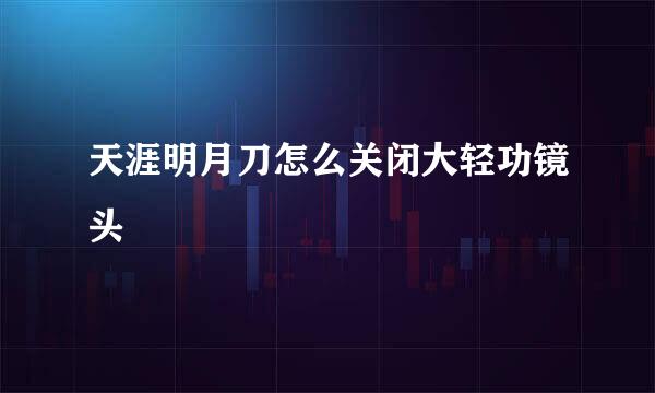 天涯明月刀怎么关闭大轻功镜头