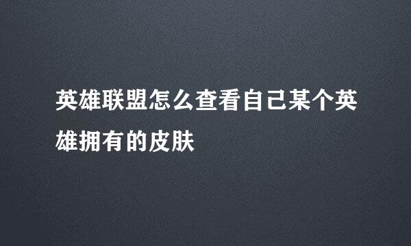 英雄联盟怎么查看自己某个英雄拥有的皮肤