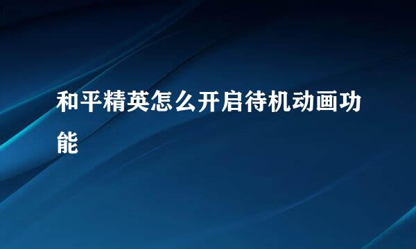 和平精英怎么开启待机动画功能