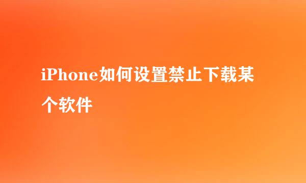 iPhone如何设置禁止下载某个软件