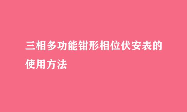 三相多功能钳形相位伏安表的使用方法