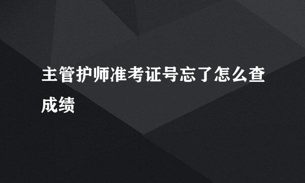 主管护师准考证号忘了怎么查成绩