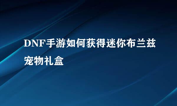 DNF手游如何获得迷你布兰兹宠物礼盒