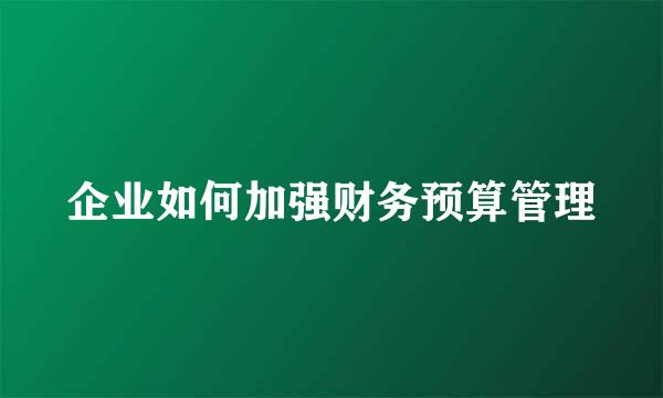 企业如何加强财务预算管理