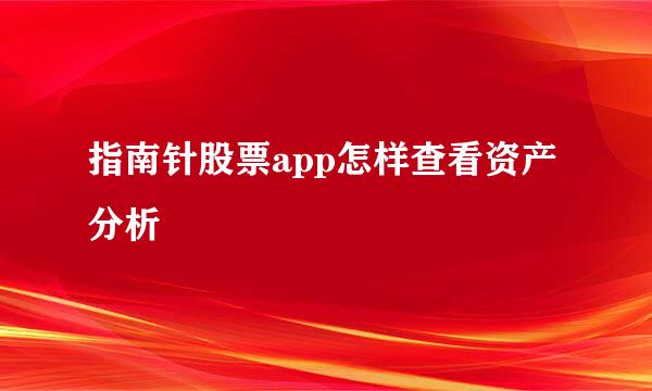指南针股票app怎样查看资产分析