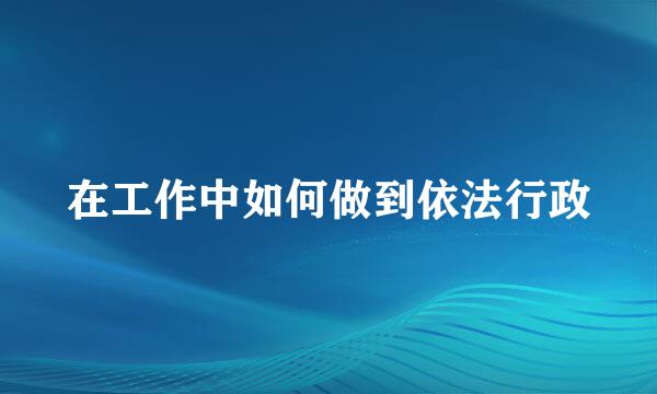 在工作中如何做到依法行政