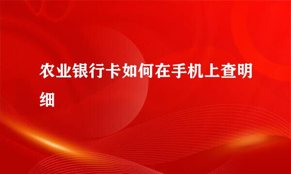 农业银行卡如何在手机上查明细
