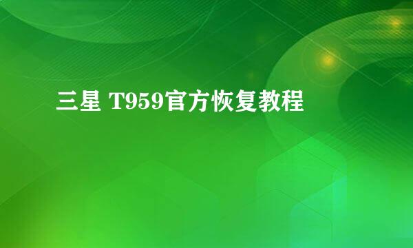 三星 T959官方恢复教程