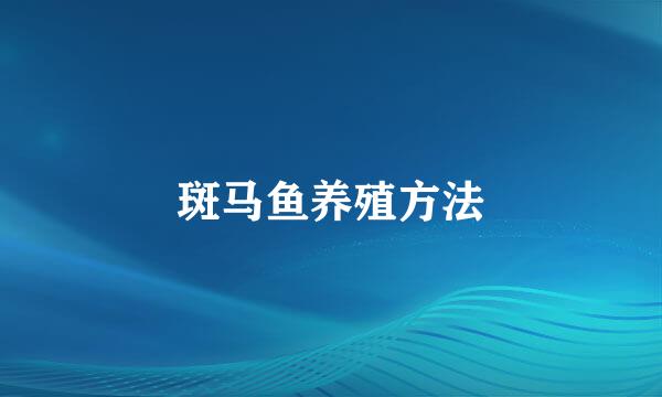 斑马鱼养殖方法