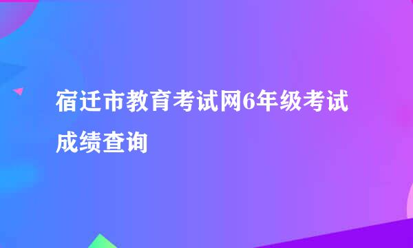 宿迁市教育考试网6年级考试成绩查询