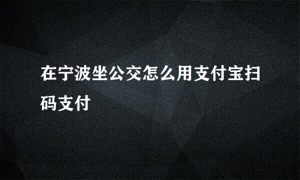 在宁波坐公交怎么用支付宝扫码支付