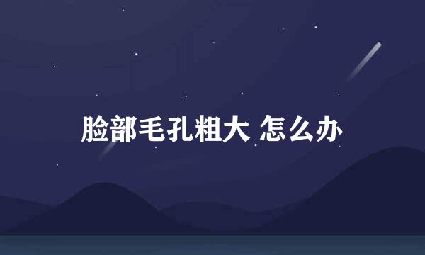 脸部毛孔粗大 怎么办