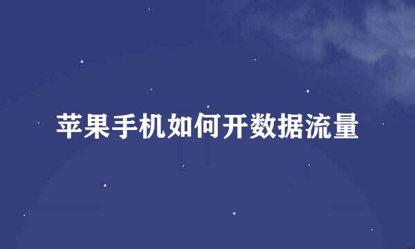 苹果手机如何开数据流量