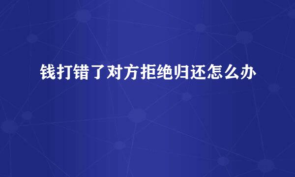 钱打错了对方拒绝归还怎么办