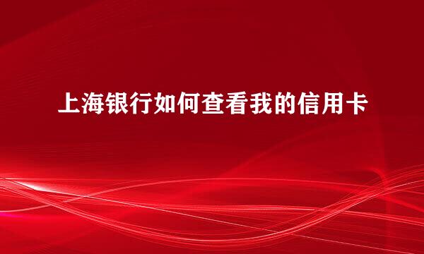 上海银行如何查看我的信用卡