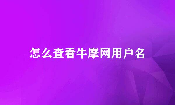 怎么查看牛摩网用户名