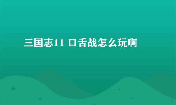 三国志11 口舌战怎么玩啊