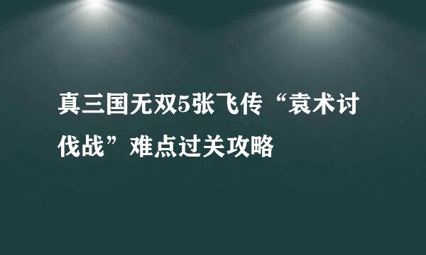 真三国无双5张飞传“袁术讨伐战”难点过关攻略