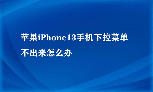 苹果iPhone13手机下拉菜单不出来怎么办