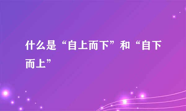 什么是“自上而下”和“自下而上”