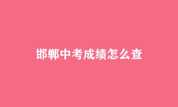 邯郸中考成绩怎么查