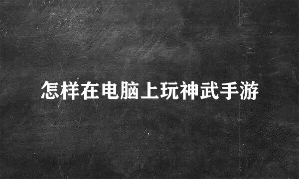 怎样在电脑上玩神武手游
