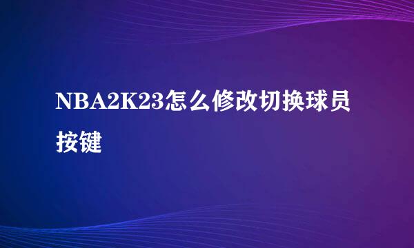 NBA2K23怎么修改切换球员按键