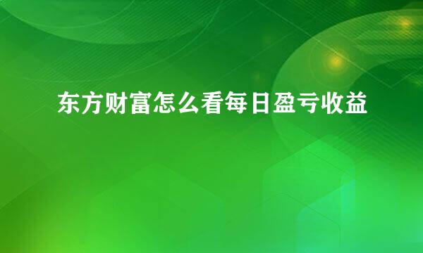 东方财富怎么看每日盈亏收益