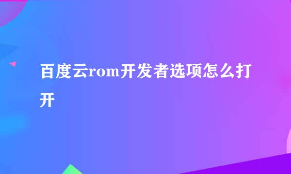 百度云rom开发者选项怎么打开