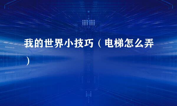 我的世界小技巧(电梯怎么弄)