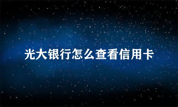 光大银行怎么查看信用卡
