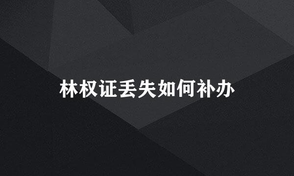 林权证丢失如何补办