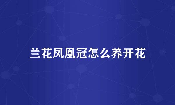 兰花凤凰冠怎么养开花