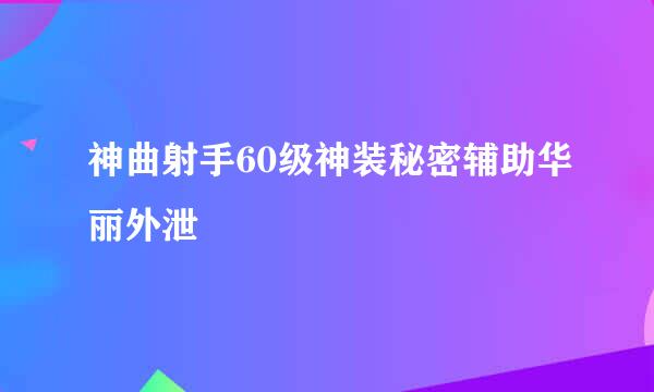 神曲射手60级神装秘密辅助华丽外泄