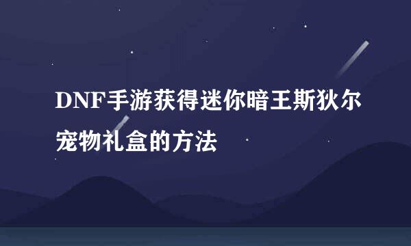 DNF手游获得迷你暗王斯狄尔宠物礼盒的方法