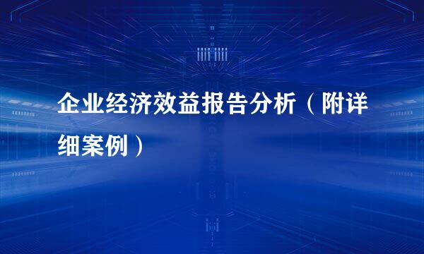 企业经济效益报告分析（附详细案例）