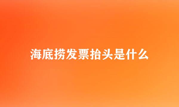 海底捞发票抬头是什么
