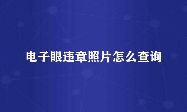 电子眼违章照片怎么查询