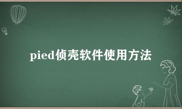 pied侦壳软件使用方法