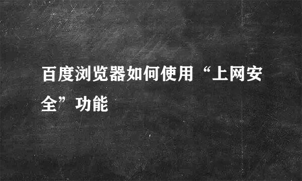 百度浏览器如何使用“上网安全”功能